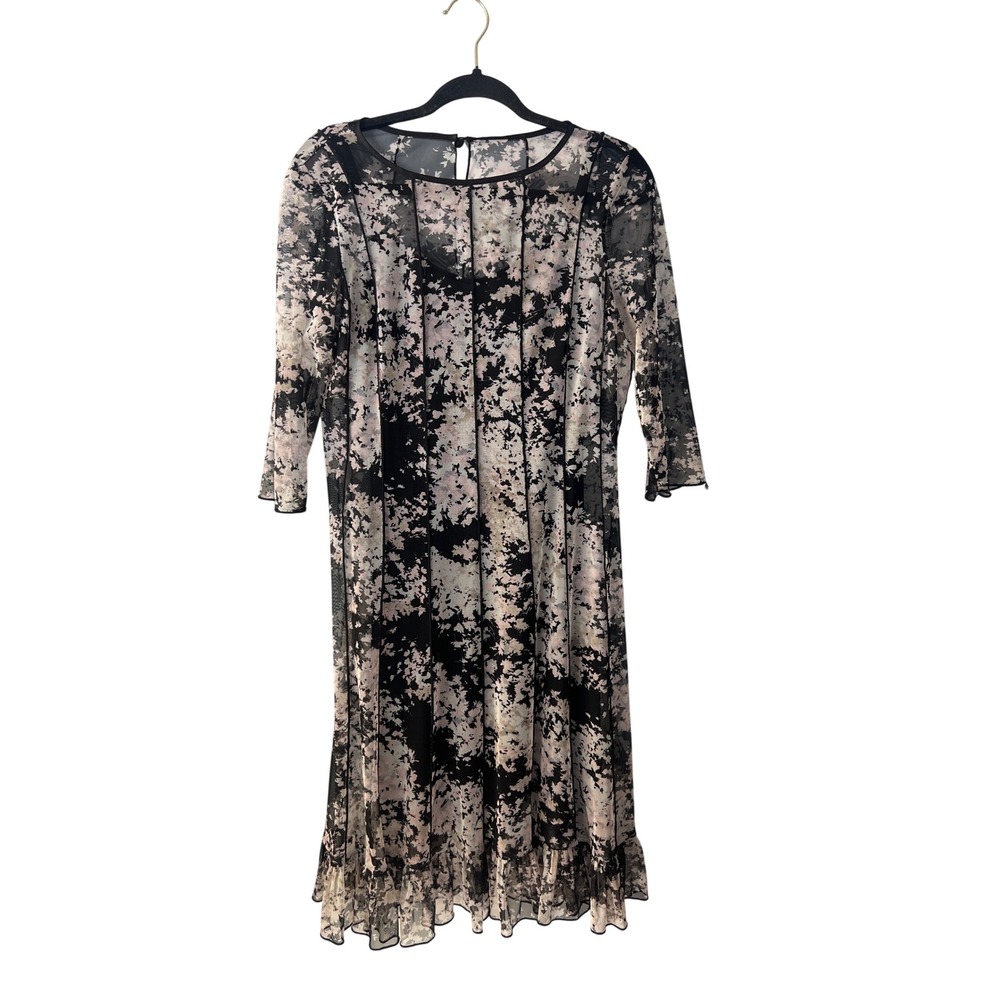 Jessica Howard Black Floral Sheer Slip Dress Fairy Grunge Y2K Gothic Romance 90s